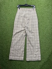 Vintage Bell Bottom Pants Womens 14 Plaid Disco Flare 70s y2k Retro 26X30