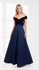 Vintage Victor Costa Velvet Shawl Collar Ballgown Dress Nieman Marcus Black Blue