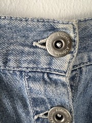 Vintage 90s Y2K Blue Denim Jean Button Front Mini Skort Size 2
