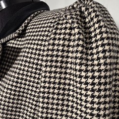 Louis Feraud Paris Vintage Women’s Wool Houndstooth Skirt Suit 42 EU Velour Trim