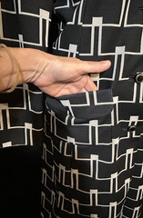 Vintage 1960s Leonard Arkin Paris Mod Op Art Geometric Print Shirtdress Sz 14
