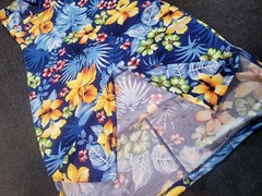 Vintage 80s 90s Y2K Pulse Tropical Mini Dress Floral Island Blue Bright M