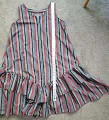 VINTAGE Midi Dress Medium 1980S 1990S HOMEMADE Striped Ruffle Manes Fabric Co