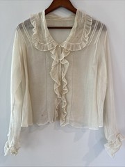 Vintage Antique Edwardian 1900s 1920s Ruffle Flowy Blouse Blue Bird Paris NYC