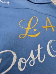 Vintage 50s 60s Mr Mort Bowling Shirt L.A. Post Office Chain Stitch 40 Gabardine