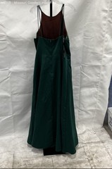 Vintage 90s Morgan and Co Women’s Dark Green Embroidered Gown Dress Sz 13/14