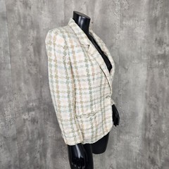 Vintage 80s Giorgio Sant Angelo M Linen Cotton Pastel Woven Houndstooth Blazer