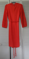 M Katrina Custom of California VTG Orange Knit Dress Evening Talon Long Sleeve