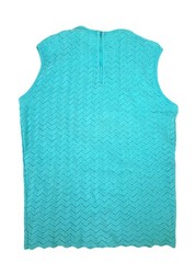 Vintage 70s JOYCE LANE Aqua Sleeveless Summer Sweater Chevron Weave EUC SIZE L