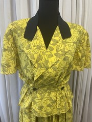 Womens Vintage 2 Piece Set Yellow Floral Skirt & Top sz4-6 Halston III