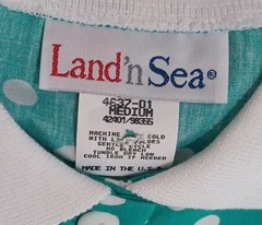 VTG 3 Womens Land’n Sea Pnk Grn Blu Polka Dot Sz M Polo Shirts Short Sleeve USA