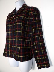 Positive Attitude Blazer Sz 12 Career Vintage 80s 90s Colorblock Grid Plaid Zip