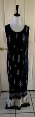 VTG Black Maxi Sleeveless Dress African Motif Rayon SZ 14 52″ L 20″ Across