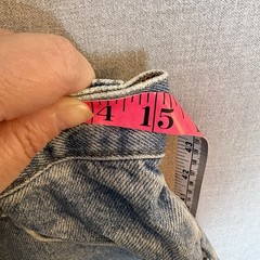 Vintage 90s Y2K Denim Shorts Boho Coastal Zigzag Button Fly Rolled Cuffs Sz L