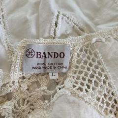 VTG NOS Hand Made BANDO Crochet Lace 100% Cotton Linen Tunic Large Women’s Top