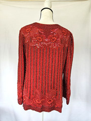FRANK USHER – Vintage 80’s Red Sequin Beaded Evening Jacket Blazer – Large?