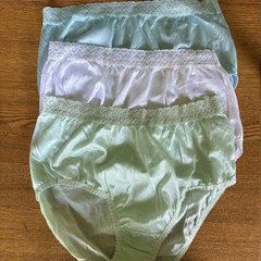3 Pair Sz 7 Vintage FRUIT of the LOOM 100% Nylon Panties Wide Lace Waistband