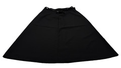 Vintage Womens 1970s Black Midi A-Line Skirt Haberdashery by Personal 14/16 Poly