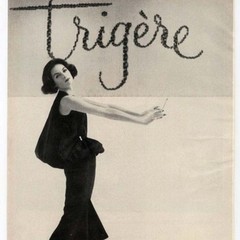 Rare Vintage 50s Pauline Trigère Wool crepe black couture LBD Cocktail dress M 8