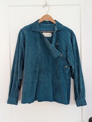 Vtg Silverado Teal Leather Suede Skirt Jacket Top Size M 12 Southwestern Cowgirl