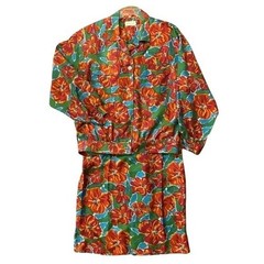Vintage 80s Lord & Taylor Silk Floral Set Cropped Jacket Resort M/L