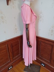 Vintage 1980s/1990s Sweet Pink Puff Sleeve Cottagecore Romantic 40s-Style Dress