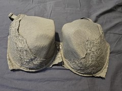 Torrid 360 Back Smoothing Underwire Bra 38G Lace Wing Plunge Grey Taupe