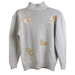 VTG Amanda Smith Silk Angora Rabbit Butterfly Sequined Pull Over Sweater Medium