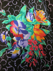 Vintage Jo.Intimates Polyester Satin Floral Violets Tulips Kimono Robe Size M/L