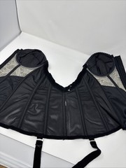 VINTAGE Lady Marlene Black Bustier CORSET GARTER Clip Girdle 36D Lace Satin Goth