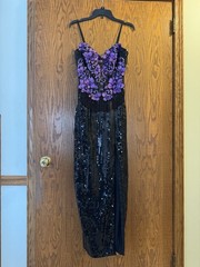 Vintage Alyce Designs Black Purple Sequin Prom/Formal Dress – Size 6 (Small)