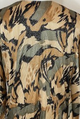 VTG 70s Disco Top Metallic Women’s SZ M Multicolor Gold Abstract Animal Print