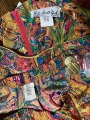 New Jodi Scott York Abstract Floral Multicolor Blouse Skirt Vintage 14W 2 Piece