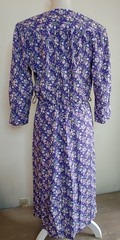 Vintage 80s Secretary Dress Midi Blouson Shoulder Pads Purple M Rockabilly Breli