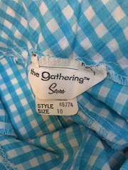 Sears VTG 70s cropped wide leg high waist cotton gingham pants blue Xs Mod