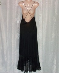Sm.”Undercover Wear” long,nylon,12″ chiffon ruffle,vintage nightgown,negligee,80
