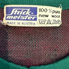 Strickmeister Austria Vintage Wool Cardigan Green Red Floral Rose Button Front