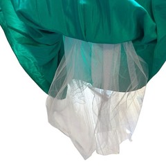Union Made ILGWU Vintage Size 11/12 Green Formal B Gown 3/4 Sleeve Tulle 70s 80s