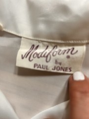 1940-50s Vintage Nurse Waitress Uniform White Dacron Poly Modiform By Paul Jones