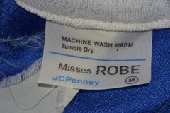Vintage JCPenney Misses Robe Size M 70s Blue Raglan Stripe Sleeve Half Zip