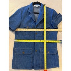 Vtg 70s LEE LEE SET Denim Safari Bush Jacket Short Sleeve Blue Cotton USA Men M