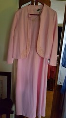 1970s Jerrie Lurie Womens Pink Polyester Long Formal Sleeveless Dress w/ Jacket