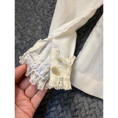 Vintage Terry White Crepe Lace Ruffle Blouse Victorian Romantic Coquette Bride