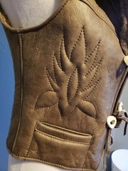 Vtg 70’s Comstock Uruguay Leather Shearling Fur Boho Hippy Vest 5 S