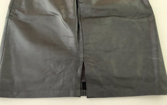 VTG HANDMADE Black Skirt 100% Genuine Leather Back Zipper Vent Made in Argentina