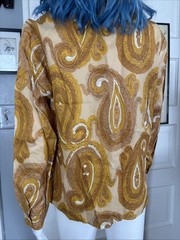 VTG 70s Women’s Button Up Shirt Union Made USA QUEEN CASUALS Size 13/14 Yellow