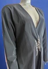 Vintage 80s D’ore Black Draped Jacket w/Rhinestone Accent Draped Fold 16