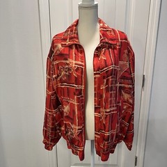 FUDA International Women’s Red Floral Silk Long Sleeves Jacket Size Large