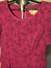 Vintage Marie St. Claire Beaded Embroidered Dress Size 6 Paded-Shoulder