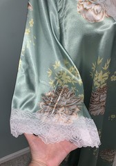NEW Glossy Satin LONG Silky Lounger Nightgown 3X Queen Plus Sz Caftan Robe